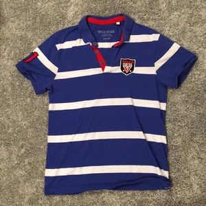 Guess striped patch collard shirt